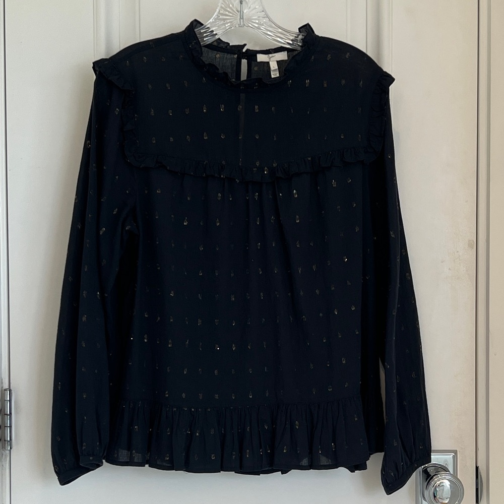 Joie Black Ruffled Blouse